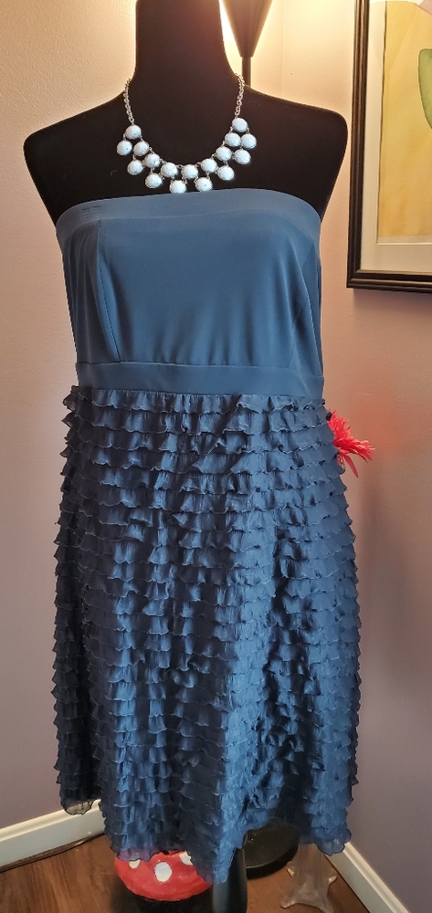 Strapless gray ruffle dress